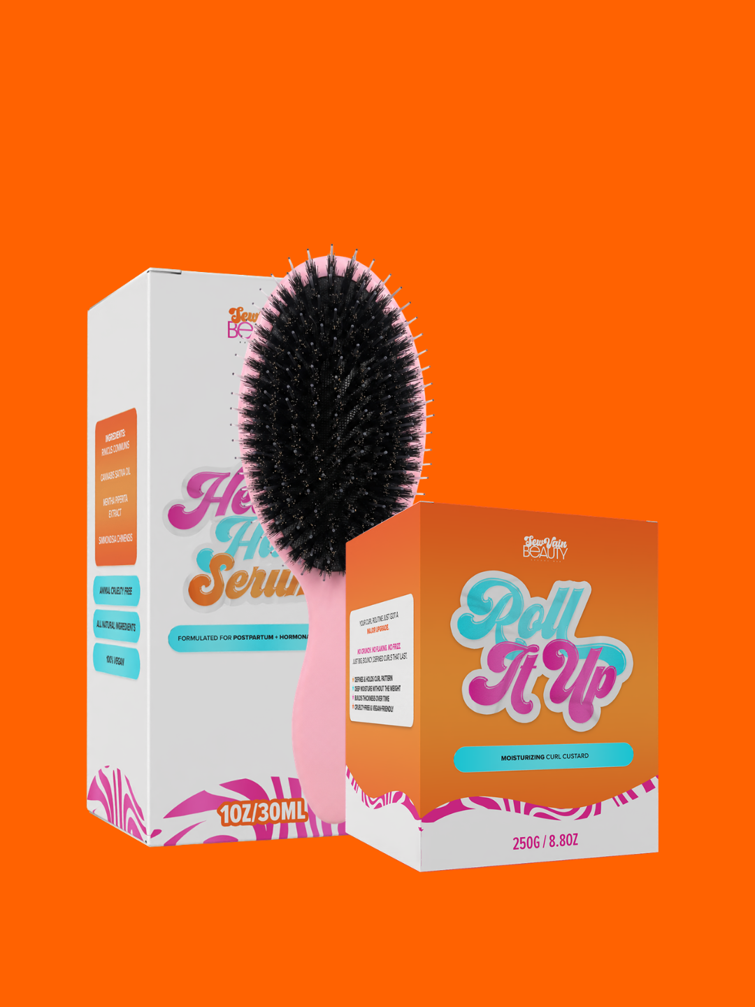 Influencer Bundle- 1 Healthy Hair Serum Scalp Growth & Hair Loss Serum, 1 No Snag Boar Bristle Brush,  1 Roll It Up Natural Hair Curl Custard